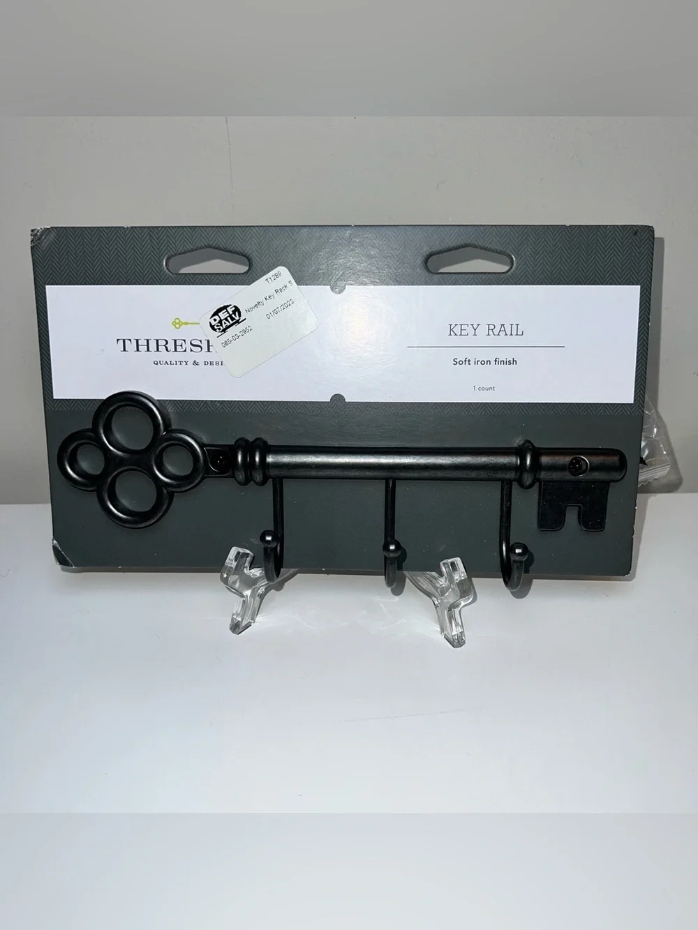 Threshold Black Decorative Key Rail with Vintage Key Accent